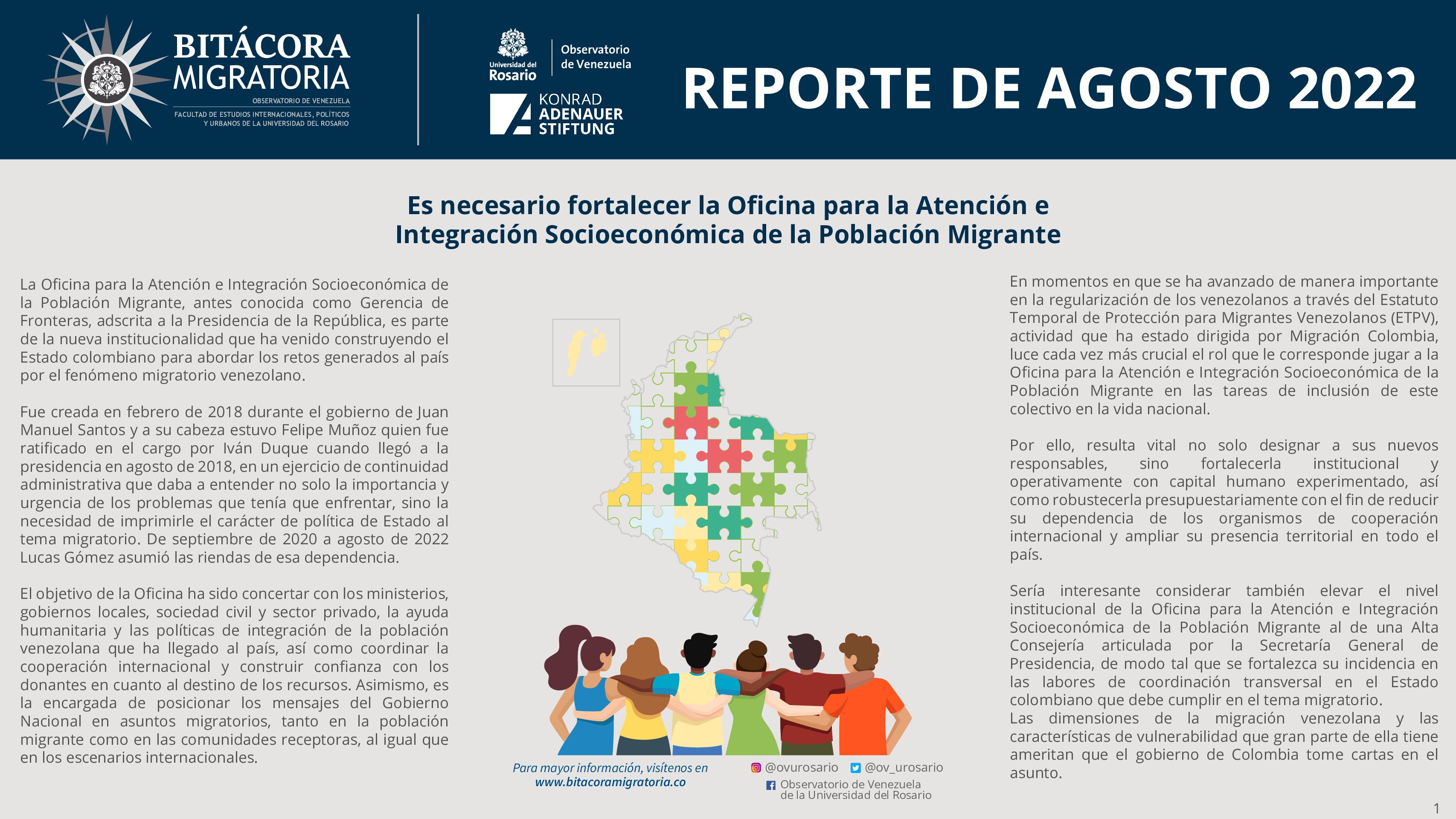 Reporte de Bitácora Migratoria / Agosto 2022